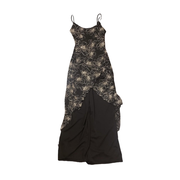 Black floral print Smart Set pantsuit - Picture 1 of 7